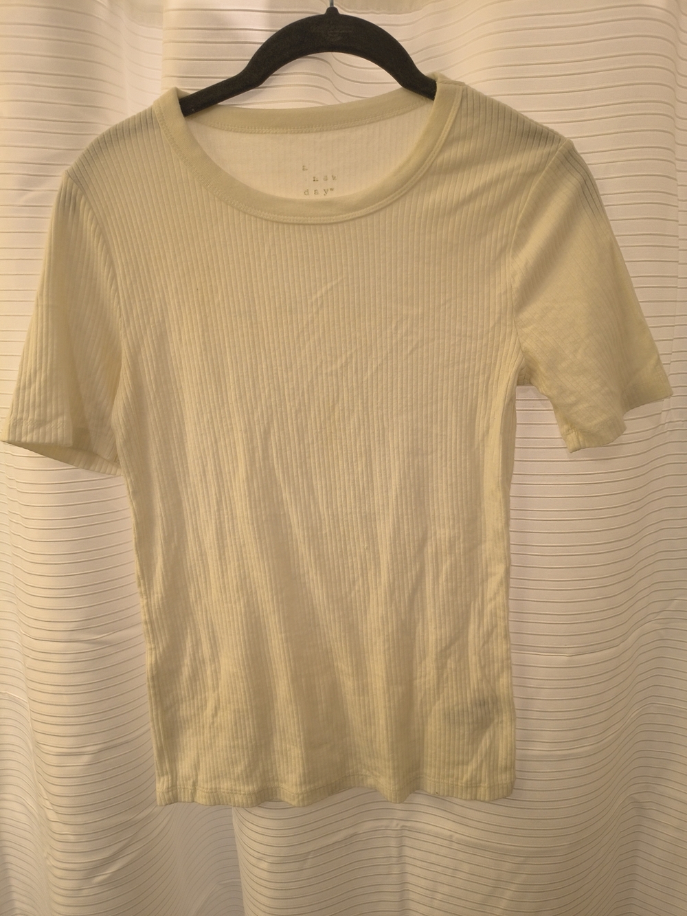 a new day Pale Yellow Ribbed Short Sleeve Tee